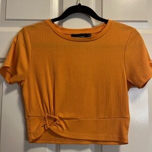 Orange Ribbed Crop Top